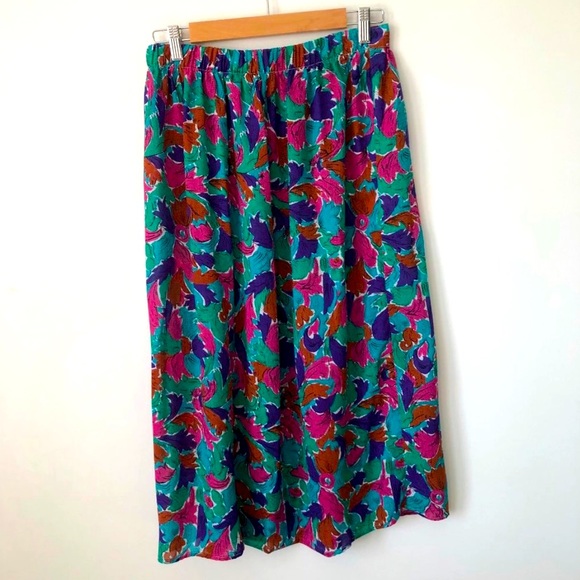 Vintage A-line Skirt Notations Retro MIDI Sheer Abstract Lightweight Size 12 - Picture 3 of 4
